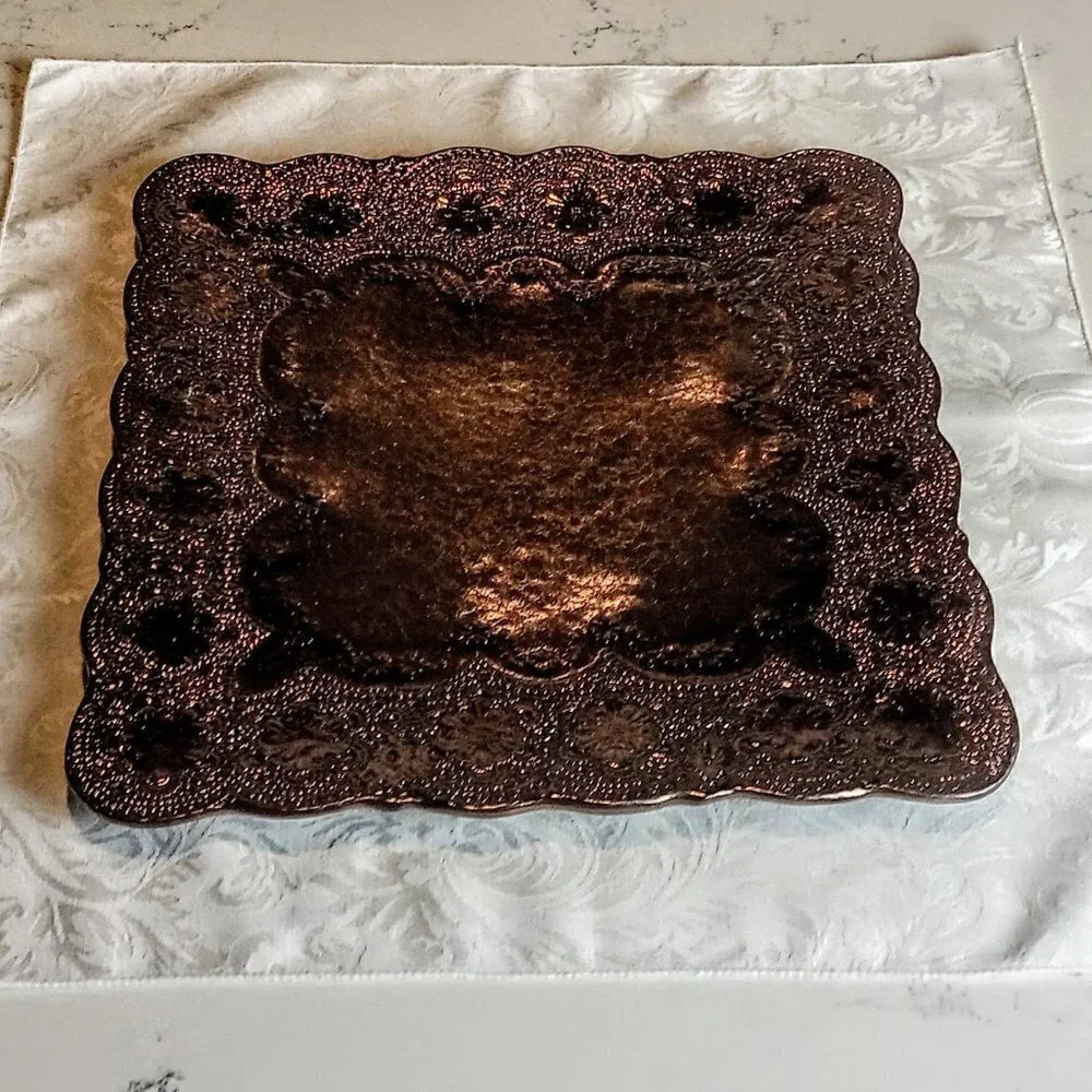 Arte Italica Merletto Metallic Square Ceramic Tray